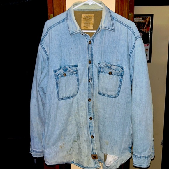 VINTAGE hippie denim button down shirt - Picture 1 of 5